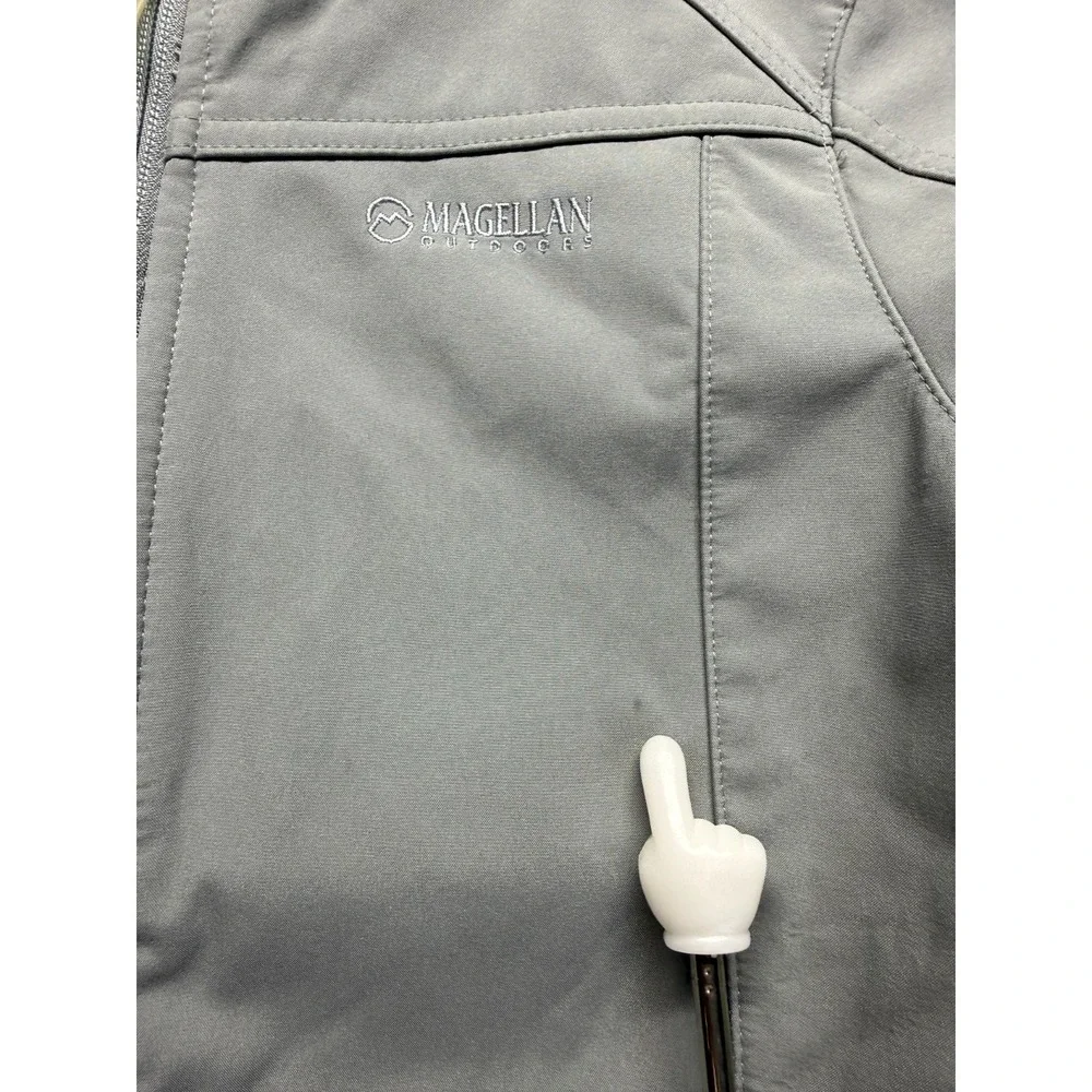 Magellan Outdoor Softshell Jacket Girls Large Gray Logo Faux Fur‎ Lined Full Zip